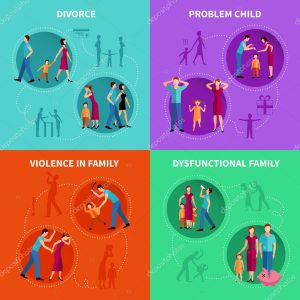 Family Problems Decorative Icons Set