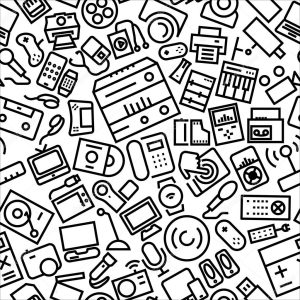 Gadgets Outline Icon Pattern Background