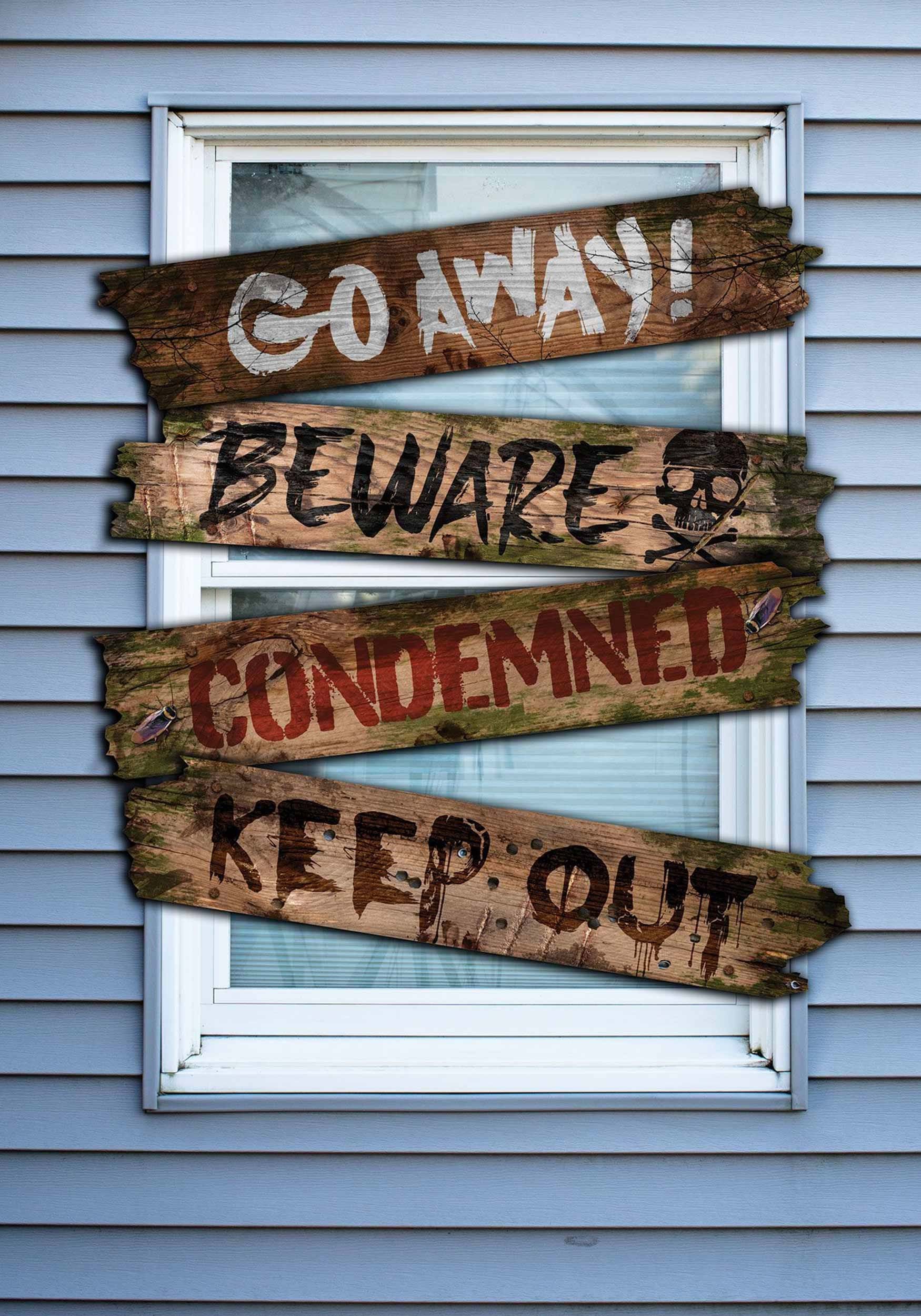 Haunted Warnings Window Boards Decoration