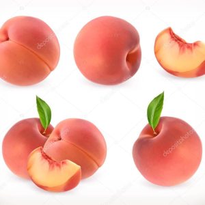 Peach. Sweet fruit. 3d vector icons set. Realistic illustration