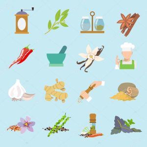 Spices icons flat