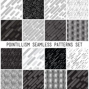 Vector lineal geometric seamless patterns set