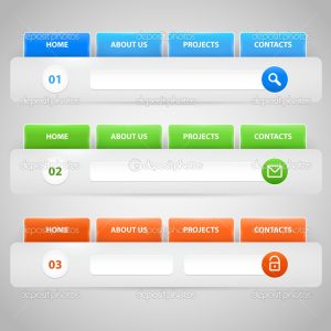 Web site design template navigation elements with icons set: Navigation menu bars