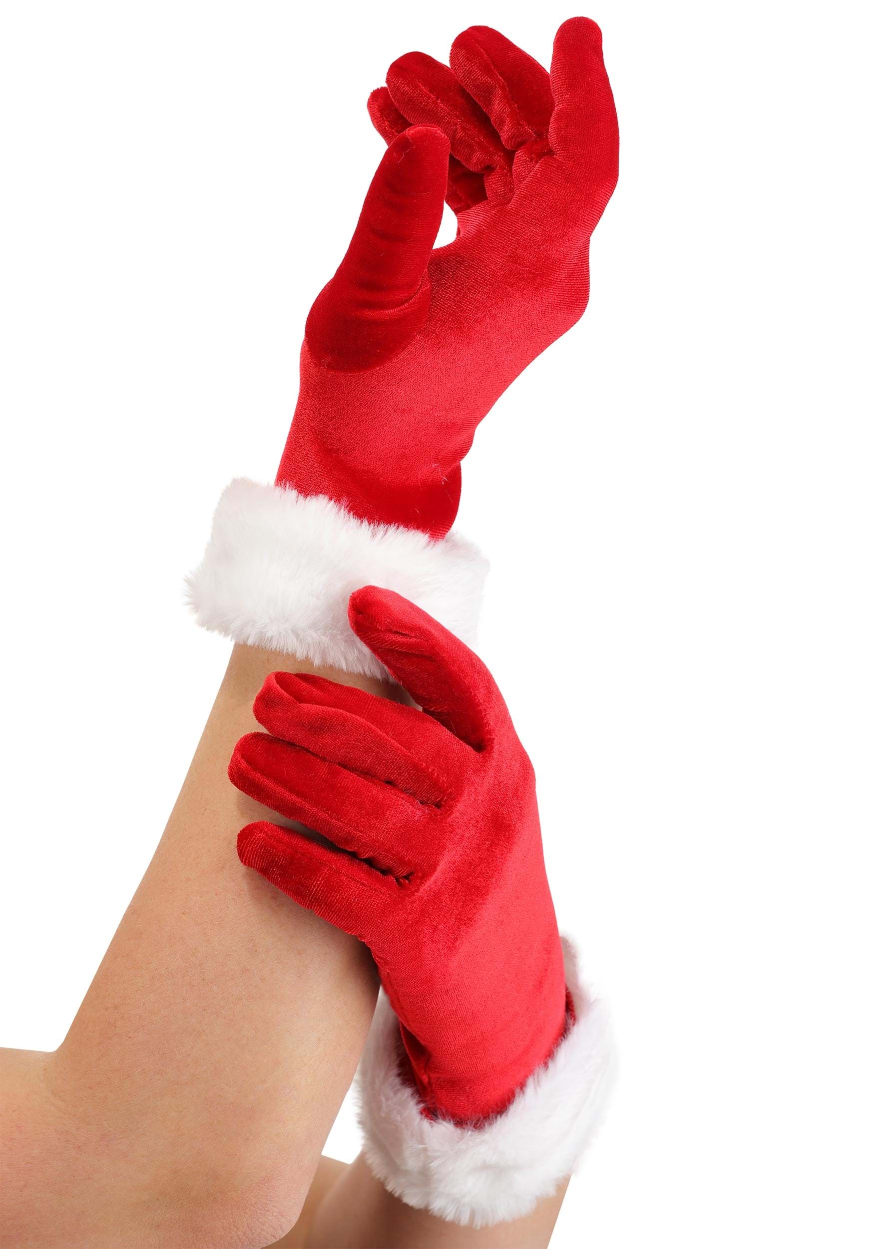 Women's Red Santa Costume Gloves