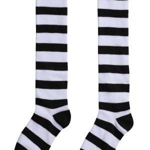 Girl's Black and White Striped Witch Socks