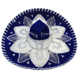 Large Navy Blue & Silver Sombrero