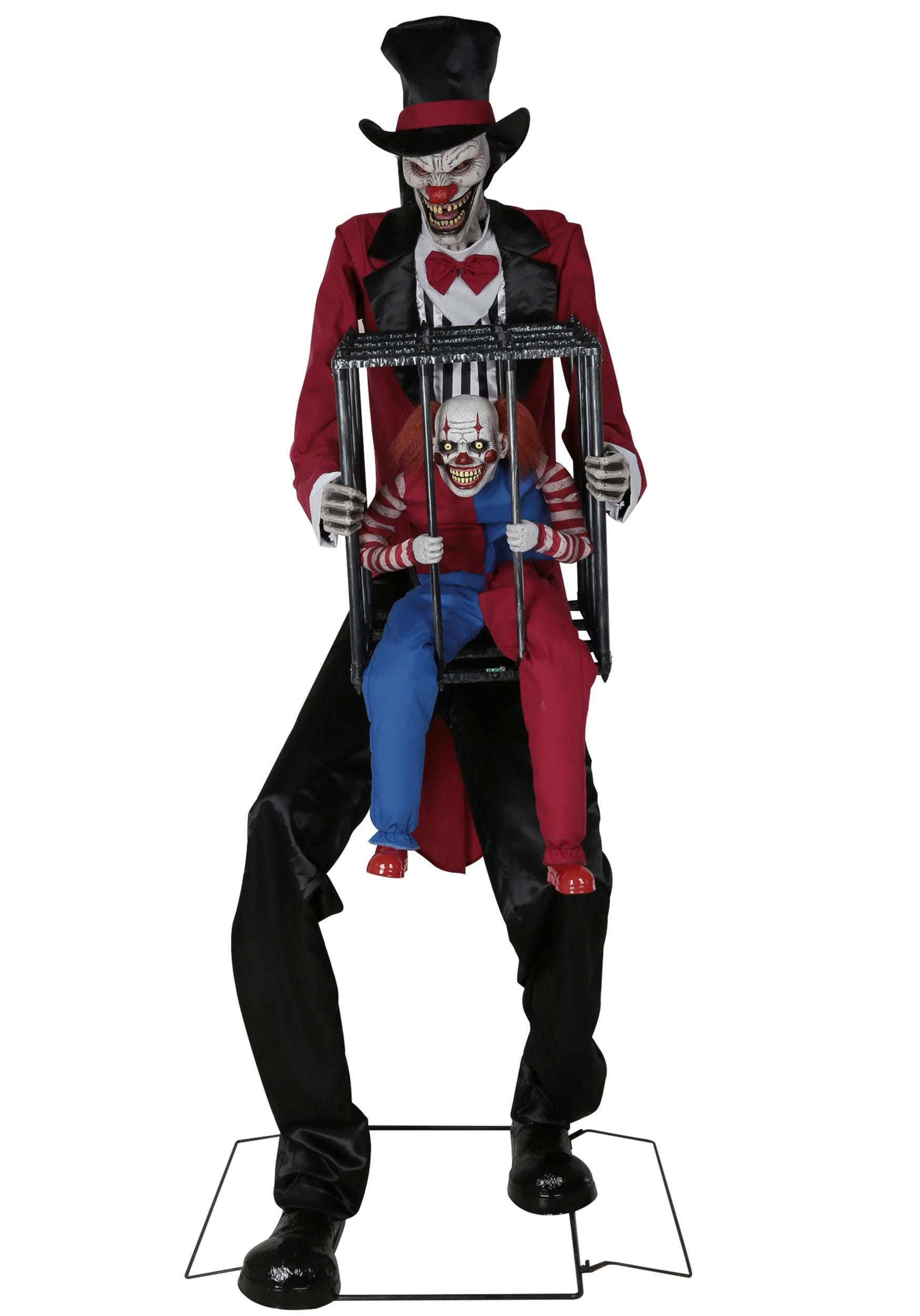 7FT Rotten Ringmaster with Clown Cage Animatronic Decoration