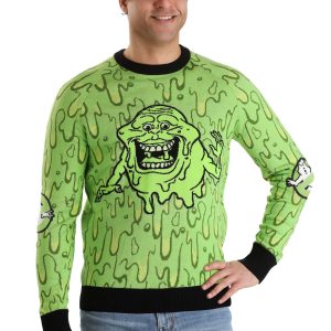 Adult Ghostbusters Slimy Salutations Slimer Sweater