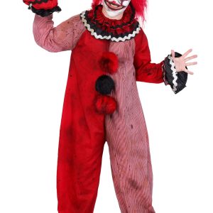 Adult Red Carousel Clown Costume with Mask