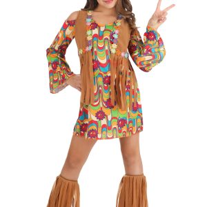 Girl's Woodstock Flower Hippie Costume