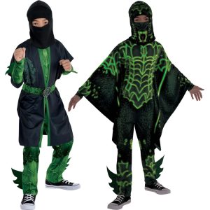 Kid's Green Dark Ninja Costumes