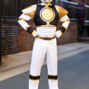 Men's Power Rangers White Ranger Classic Muscle Costume