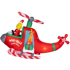 10FT Inflatable Animated Grinch in Helicopter Decoration