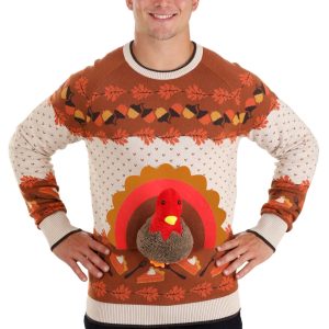 3D Turkey Adult Ugly Holiday Sweater