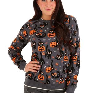 Adult Quirky Kitty Ugly Halloween Sweater