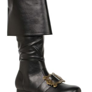 Black Pirate Buckle Boots for Men