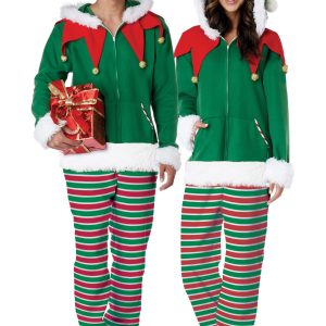Holiday Elf Zipper Jumpsuit Adult Costume