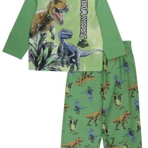 Toddler Boy's Green Jurassic World Sleep Set