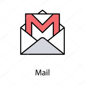 An envelope holding beautiful letter with m sign to denote mail