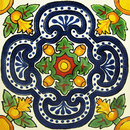 Corona de Naranja Hand-Painted Talavera Tile