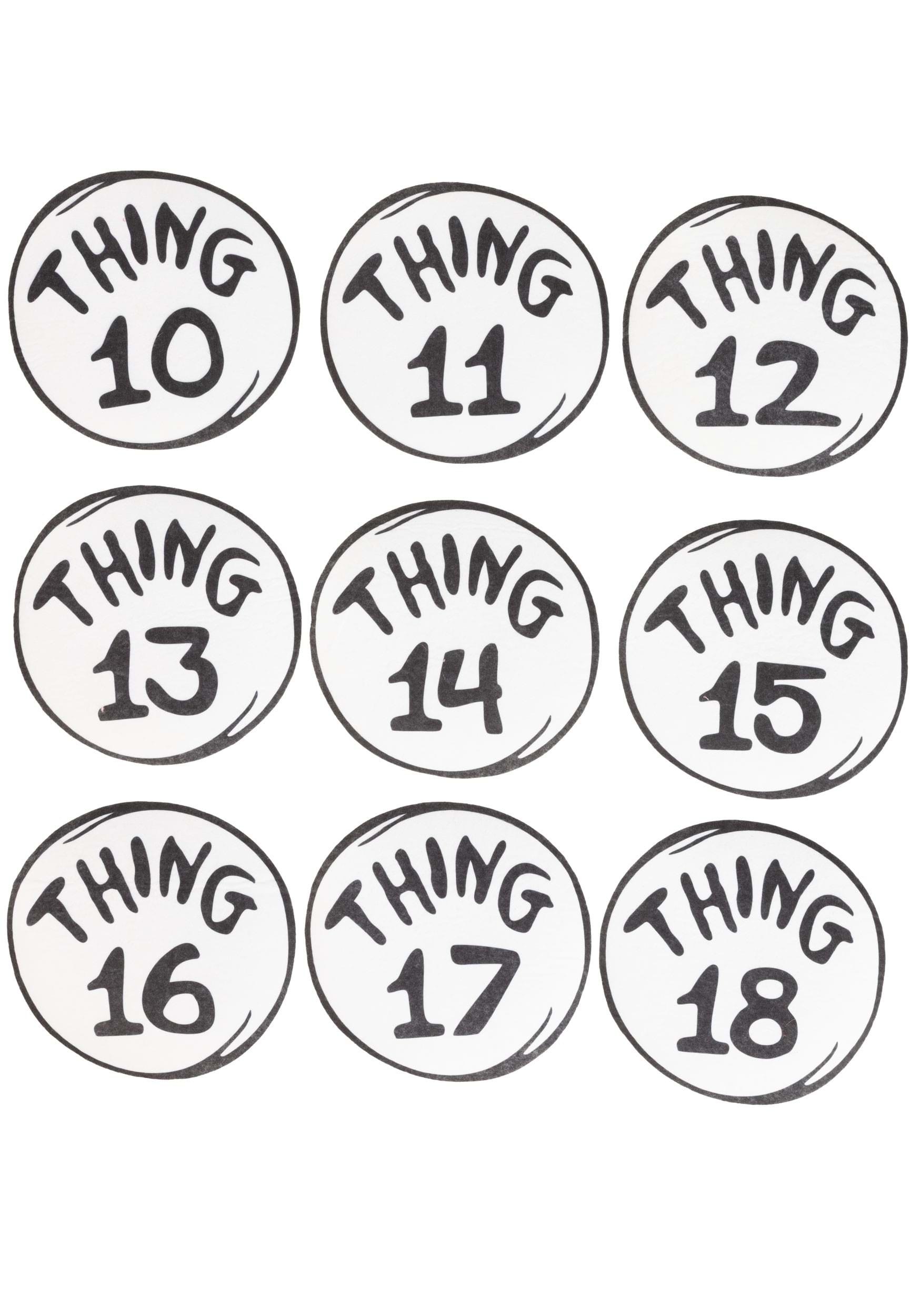 Dr. Seuss Thing 10-18 Costume Patch Set