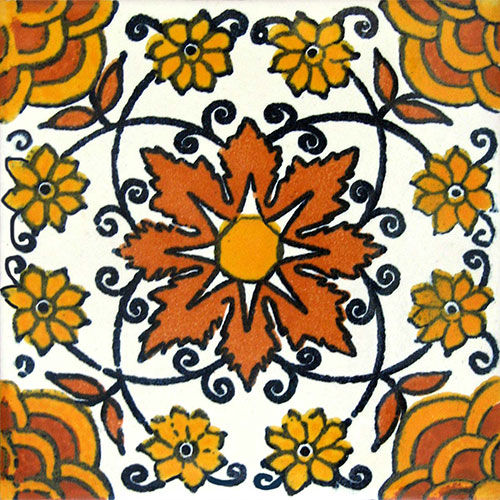 Enredadera Naranja Hand-Painted Talavera Tile