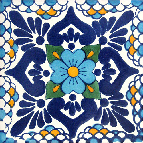 Escamilla Azul Hand-Painted Talavera Tile
