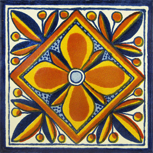 Flor Arabe Especial Hand-Painted Talavera Tile