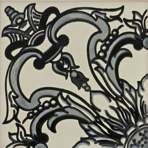 Flor Negro Hand-Painted Talavera Tile