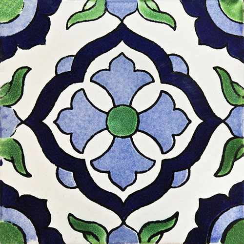 Flor Toledo Azul Hand-Painted Talavera Tile