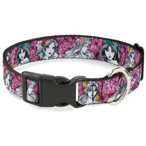 Floral Princess Sketch Plastic Clip Pet Collar