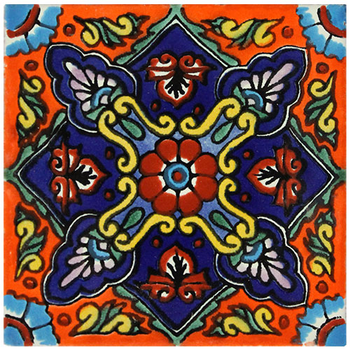 Florencia Naranja Hand-Painted Talavera Tile