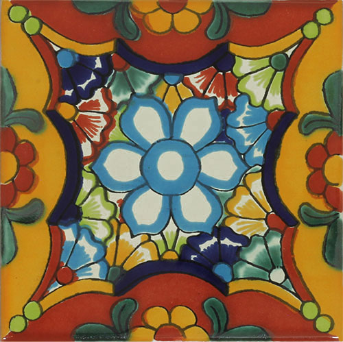 Flores Mixtas Hand-Painted Talavera Tile