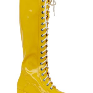 Mens Yellow Wrestling Lace Up Boots