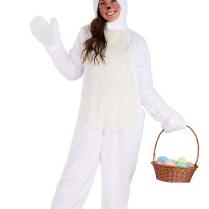 Open Face White Bunny Costume for Adults