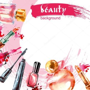 Watercolor cosmetics pattern