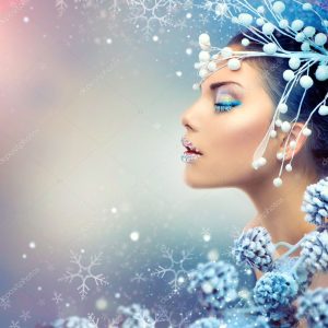 Winter Beauty Woman. Christmas Girl Makeup