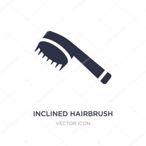inclined hairbrush icon on white background. Simple element illu