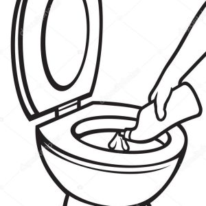 person cleaning toilet bowl