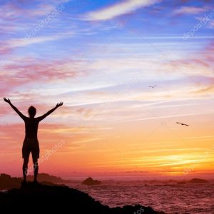 woman on beautiful sunset