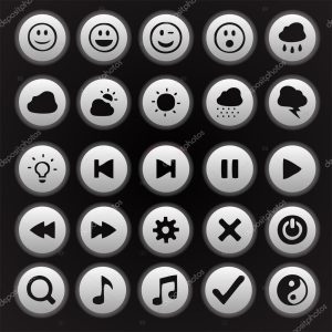 Media player buttons collection vector design elements