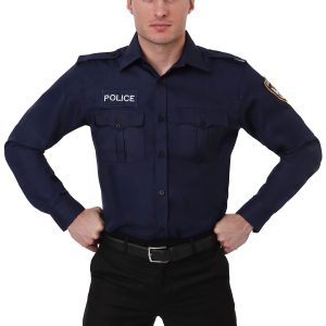 Men's Long Sleeve Police Costume Shirt