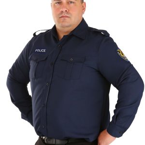 Men's Plus Size Long Sleeve Police Shirt