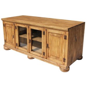 Mexican Rustic Pine Maria 60 TV Stand with Bun Feet