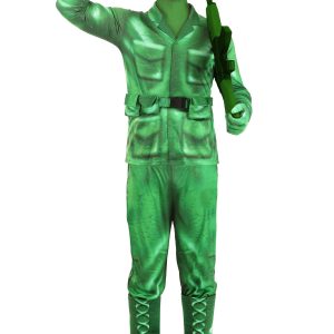 Plastic Green Army Man Costume for Adults