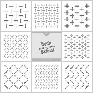 School design vector elements, pattern retro collection (white)