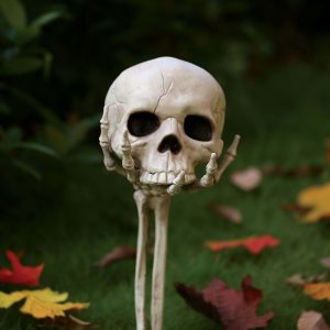 14.5-Inch Skull in Hand Stake Decoration