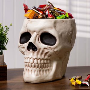 9-Inch Skull Halloween Candy Bowl Decoration