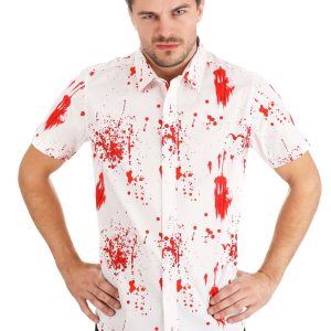 Adult Bloody Haunted Halloween Button Up Shirt