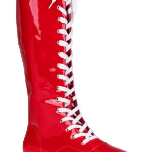 Adult Patent Red Wrestling Costume Boots